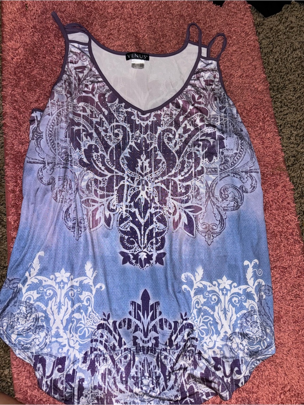 VENUS Lavender to Deep Purple Ombre Lace-Print Camisole